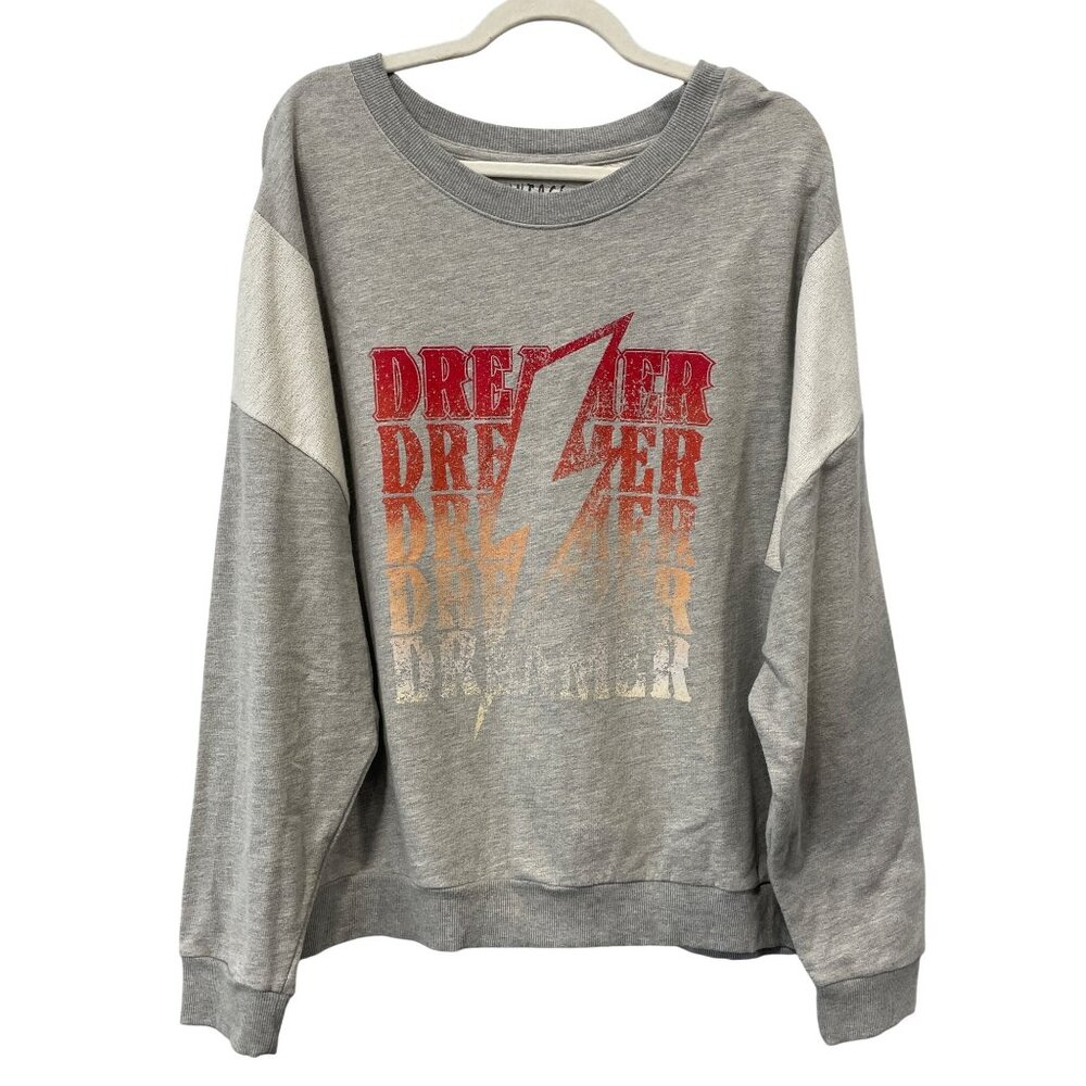 Vintage Canvas Dreamer Sweatshirt Size Large Gray Long Sleeve Lightning Graphic